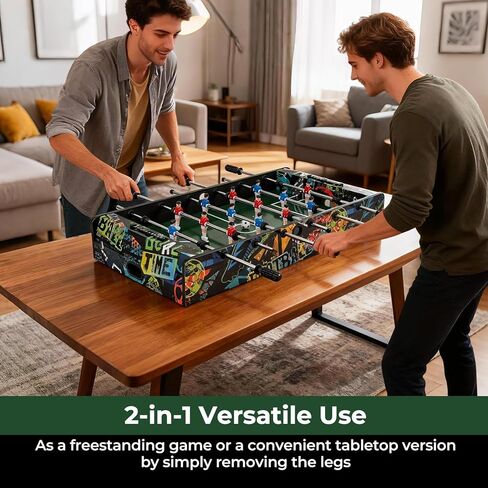 Goplus Foosball Table, 2-in-1 Soccer Table with Detachable Legs for Tabletop, Freestanding Arcade Game Table with 2 Balls, 2 Score Records for Adults, Indoor Home Office Bar Game Room in Saudi Arabia