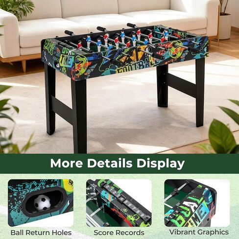 Goplus Foosball Table, 2-in-1 Soccer Table with Detachable Legs for Tabletop, Freestanding Arcade Game Table with 2 Balls, 2 Score Records for Adults, Indoor Home Office Bar Game Room in Saudi Arabia