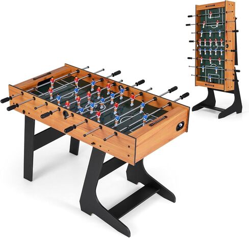 GYMAX Folding Foosball Table, Freestanding Soccer Game Table with 2 Balls for Family, Home, Game Room Teens Adult in Saudi Arabia