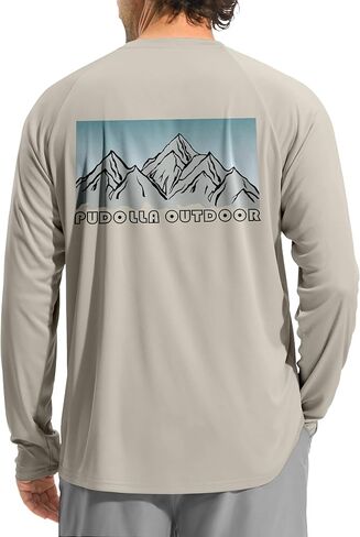 Pudolla Men's Sun Protection Long Sleeve Shirts UPF 50+ Fishing Swim Shirts Lightweight Quick Dry Rash Guard Hiking Shirts in Kuwait