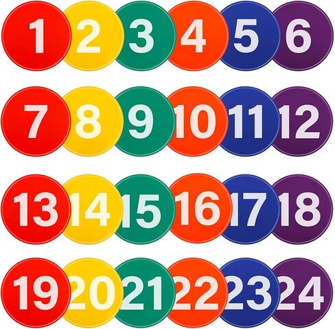 Shappy 24 Pcs Poly Spot Markers with Carry Bag 9 Inches Numbered Floor Dots Anti-Slip Spot Markers Waterproof Flat Field Cones Circles Poly Dots for Agility Drills Basketball Football Training Gym in Saudi Arabia
