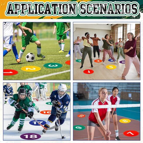 Shappy 24 Pcs Poly Spot Markers with Carry Bag 9 Inches Numbered Floor Dots Anti-Slip Spot Markers Waterproof Flat Field Cones Circles Poly Dots for Agility Drills Basketball Football Training Gym in Saudi Arabia