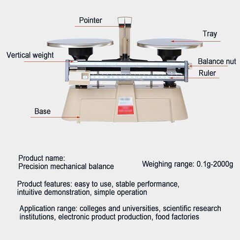 Precision Mechanical Balance Scale, Lab Analytical Weight Set W/Weights, 0.1G-2000G, Vernier Zeroing, for Physics Experiment Accessory Supplies Tool in Saudi Arabia
