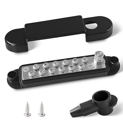 Marine Bus Bars, 1/4-inch Studs and 12#8 Terminal Screws, 12V 150A Power Distribution Ground Bus Bar, Suitable for Marine, Automotive, and Solar Wiring in Kuwait