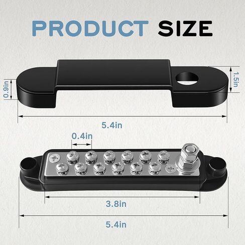 Marine Bus Bars, 1/4-inch Studs and 12#8 Terminal Screws, 12V 150A Power Distribution Ground Bus Bar, Suitable for Marine, Automotive, and Solar Wiring in Kuwait