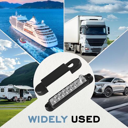 Marine Bus Bars, 1/4-inch Studs and 12#8 Terminal Screws, 12V 150A Power Distribution Ground Bus Bar, Suitable for Marine, Automotive, and Solar Wiring in Kuwait