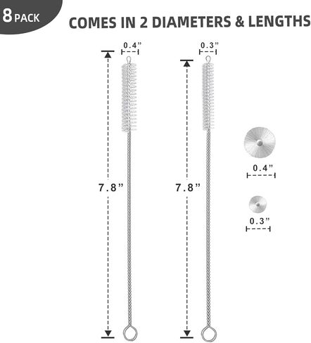 Hiware Straw Cleaner Brush Set, 8-Piece Long Cleaning Brush for Straws on Tumbler, Water Bottle, Sippy Cup, and Pipes, Tubes or Hummingbird Feeders in Kuwait