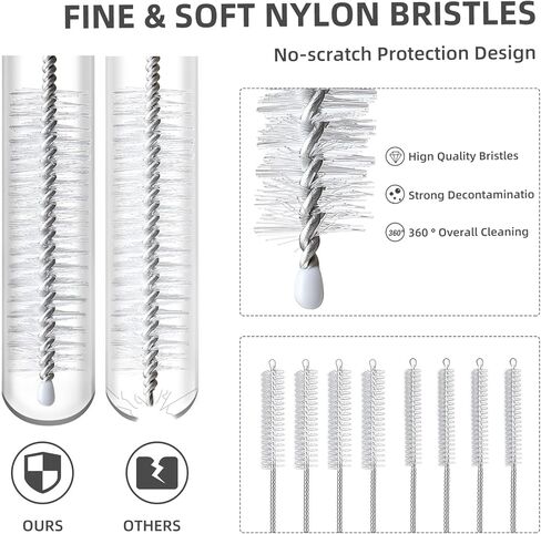 Hiware Straw Cleaner Brush Set, 8-Piece Long Cleaning Brush for Straws on Tumbler, Water Bottle, Sippy Cup, and Pipes, Tubes or Hummingbird Feeders in Saudi Arabia