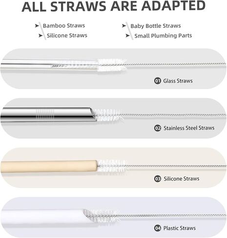 Hiware Straw Cleaner Brush Set, 8-Piece Long Cleaning Brush for Straws on Tumbler, Water Bottle, Sippy Cup, and Pipes, Tubes or Hummingbird Feeders in Kuwait