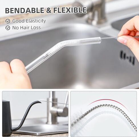 Hiware Straw Cleaner Brush Set, 8-Piece Long Cleaning Brush for Straws on Tumbler, Water Bottle, Sippy Cup, and Pipes, Tubes or Hummingbird Feeders in Saudi Arabia