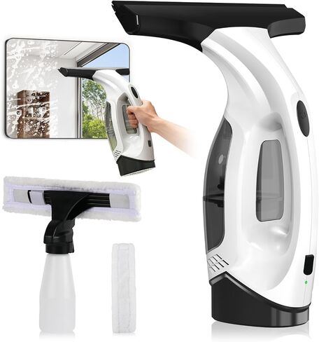 ممسحة مكنسة كهربائية لاسلكية للنافذة، أداة تنظيف النوافذ الكهربائية مع خزان تجميع المياه، مجموعة تنظيف النوافذ، ممسحة دش للأبواب الزجاجية والنوافذ والمرايا والسيارة in Kuwait