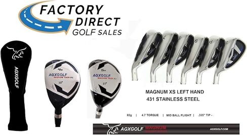 مجموعة مكاوي XS Tour Magnum لليد اليسرى للرجال مع # 4 و5 هجينة + نعل عريض 6 و7 و8 و9 مكاوي، إسفين رمي + إسفين رملي إضافي؛ طول عادي أو طويل، اختر Flex: USA Bilt in Kuwait