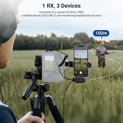 NEEWER CM26 Pro AI Wireless Microphone Compatible with iPhone Android Phone Camera PC, Lavalier Lapel Mic DSP/MCU Noise Cancellation Mute Gain Low Cut 48KHz/24Bit 88dB SNR 50H Battery 100m Range in Saudi Arabia