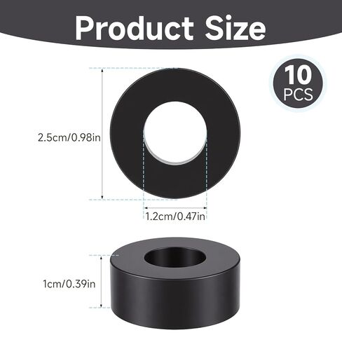 10Pcs Black Rubber Washers, Rubber Spacers, Rubber Isolation Washers, 0.98 Inch OD x 0.47 Inch ID x 0.39 Inch Thick for Car, Home, Screw, Bolt, Electrical, Machine in Kuwait
