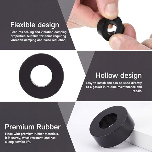 10Pcs Black Rubber Washers, Rubber Spacers, Rubber Isolation Washers, 0.98 Inch OD x 0.47 Inch ID x 0.39 Inch Thick for Car, Home, Screw, Bolt, Electrical, Machine in Kuwait
