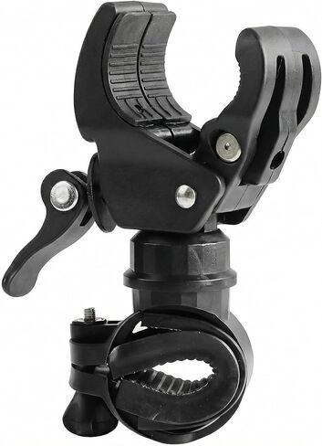 Flashlight Mount for Bicycle Handlebar, Double Buckle 360° Rotating Light Holder Clamp with Quick-Release Lever, Fits 20–35 mm Bars, Black, 1 Pack in Saudi Arabia