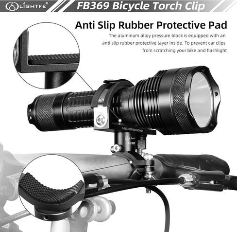 LIGHTFE Bicycle Flashlight Bracket FB369 Aluminum Alloy, 360 ° rotatable Adjustable Size Durable and Sturdy Bicycle lamp Bracket (Suitable for diameters of 40-60mm or 1.57-2.36 inches) in Kuwait