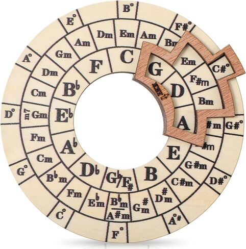 Wooden Circle of Fifths Wheel, Smooth Wooden Melody Tool Chord Compass, Pocket Guitar Tools Music Theory Learning, Chord Wheel Tool for Guitar Base Musical Instrument Beginners Songwriting in Saudi Arabia