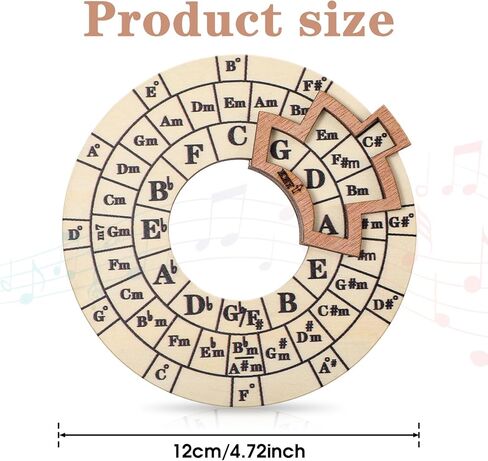 Wooden Circle of Fifths Wheel, Smooth Wooden Melody Tool Chord Compass, Pocket Guitar Tools Music Theory Learning, Chord Wheel Tool for Guitar Base Musical Instrument Beginners Songwriting in Saudi Arabia