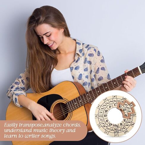 Wooden Circle of Fifths Wheel, Smooth Wooden Melody Tool Chord Compass, Pocket Guitar Tools Music Theory Learning, Chord Wheel Tool for Guitar Base Musical Instrument Beginners Songwriting in Saudi Arabia