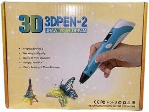Three-Dimensional Printing Pen Draw Pen Speed & Temperature, Compatible with PLA/ABS Craft Tool with Refills (Black) in Kuwait