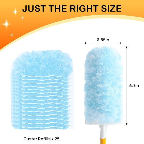 عبوات منفضة سيت سيل عدد 25 متوافقة مع منافض سويفر لتنظيف منفضة الغبار للاستعمال مرة واحدة، مجموعة تنظيف منفضة متعددة الأسطح بزاوية 360 درجة لمروحة السقف والمكفوفين والأثاث in Kuwait