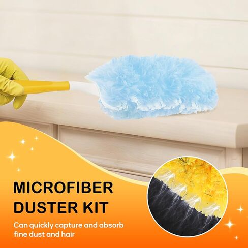 عبوات منفضة سيت سيل عدد 25 متوافقة مع منافض سويفر لتنظيف منفضة الغبار للاستعمال مرة واحدة، مجموعة تنظيف منفضة متعددة الأسطح بزاوية 360 درجة لمروحة السقف والمكفوفين والأثاث in Kuwait