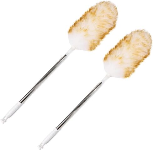 Lambswool Extendable Duster 29-110 Inch, Anti-Static Flexible Head, Stainless Steel Pole for High Ceilings, Fans, Interior & Roof Dusting. in Saudi Arabia