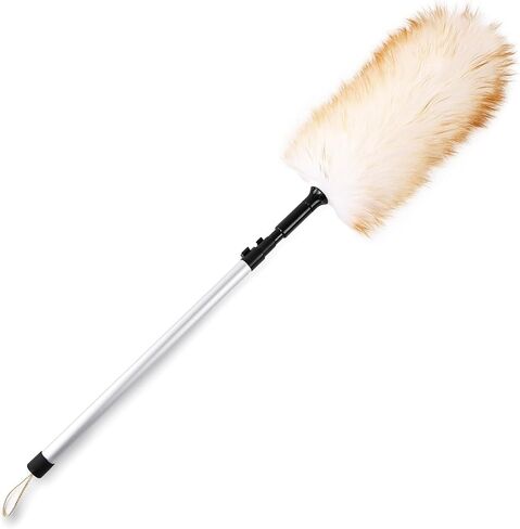 Lambswool Extendable Duster 29-110 Inch, Anti-Static Flexible Head, Stainless Steel Pole for High Ceilings, Fans, Interior & Roof Dusting. in Saudi Arabia