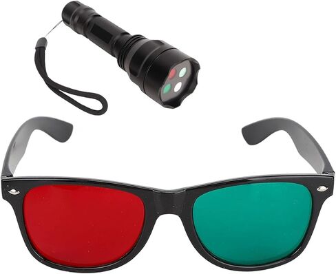 ضوء اختبار العيون 4 نقاط، نظارات اختبار الرؤية باللون الأحمر والأخضر مع إطار ومصباح يدوي، بطارية ليثيوم قابلة لإعادة الشحن 1200 مللي أمبير في الساعة ومواد متينة، للاختبار والتدريب والقمع in Kuwait