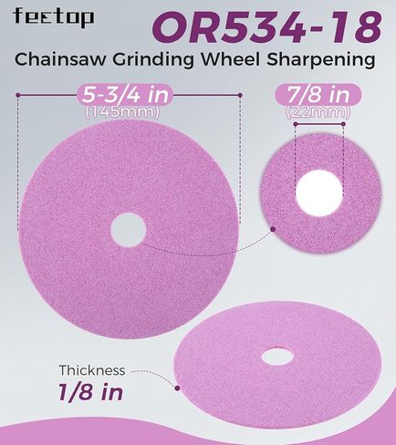 OR534-18 شحذ عجلة طحن بالمنشار 1/8 بوصة × 5 3/4 بوصة، متوافق مع مبراة سلسلة منشار سلسلة تيكوميك/أوريغون، مناسبة لمناشير سلسلة 3/8 بوصة 325 درجة (4 قطع) in Kuwait