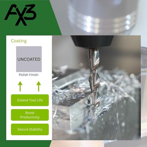 SCT10231 AX3 3-Flute, 5/8" Diameter, 2-1/8" Cutting Length, .060" Corner Radius, Center Cutting, 4" OAL, Un-Coated, 5/8" Shank Dia., High-Performance Aluminum & Non-Ferrous Machining in Kuwait
