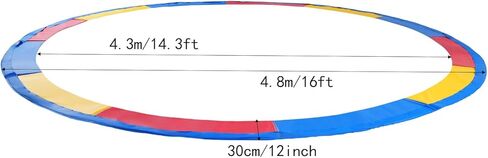 وسادة الترامبولين 8FT 10FT 12FT 14FT 15FT 16FT وسادة أمان بديلة للترامبولين، مقاومة للماء، مقاومة للتمزق، غطاء زنبركي آمن مقاوم للشمس، وسادة إطار دائرية، استبدال وسادة الترامبولين (16FT ملونة) in Kuwait