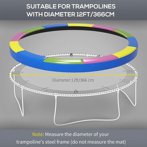 12 قدم TFor Rampoline وسادة أمان غطاء زنبركي مناسب لجميع الأحوال الجوية، ممتاز مقاوم للماء، مقاوم للتمزق، شديد التحمل، تغطية كاملة قوية للغاية، هيكل محمي من الأشعة فوق البنفسجية in Kuwait
