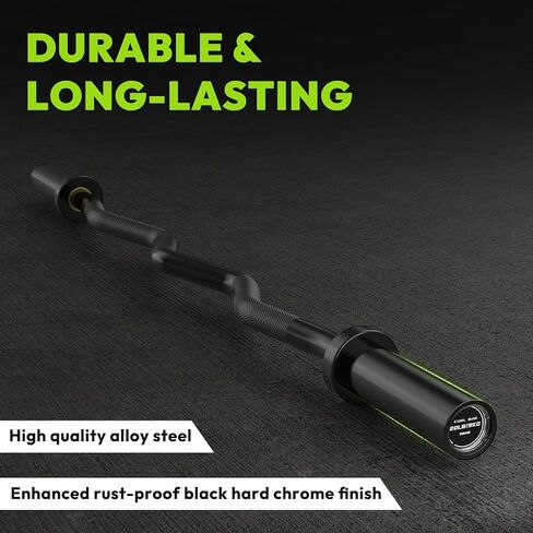 قضيب الحديد Olympic EZ Curl بطول 4 أقدام / 6.2 أقدام لرفع الأثقال، ودفعات الورك، والقرفصاء، والعضلة ذات الرأسين - شريط تجعيد الكروم في صالة الألعاب الرياضية المنزلية لألواح الوزن 2 بوصة، سعة 500 رطل / 700 رطل in Kuwait