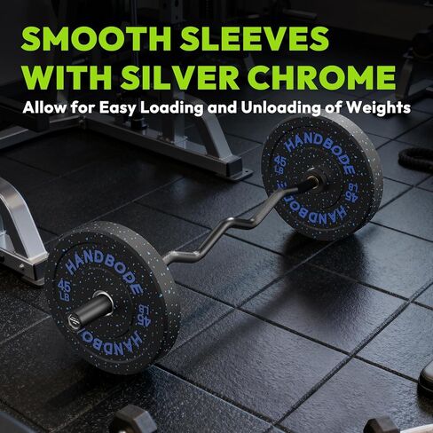 قضيب الحديد Olympic EZ Curl بطول 4 أقدام / 6.2 أقدام لرفع الأثقال، ودفعات الورك، والقرفصاء، والعضلة ذات الرأسين - شريط تجعيد الكروم في صالة الألعاب الرياضية المنزلية لألواح الوزن 2 بوصة، سعة 500 رطل / 700 رطل in Kuwait