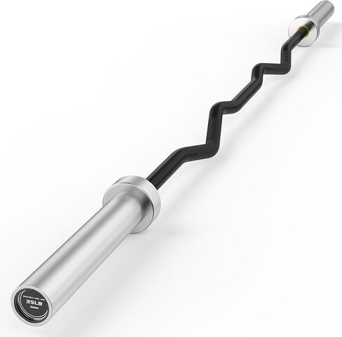 قضيب الحديد Olympic EZ Curl بطول 4 أقدام / 6.2 أقدام لرفع الأثقال، ودفعات الورك، والقرفصاء، والعضلة ذات الرأسين - شريط تجعيد الكروم في صالة الألعاب الرياضية المنزلية لألواح الوزن 2 بوصة، سعة 500 رطل / 700 رطل in Kuwait