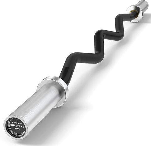 قضيب الحديد Olympic EZ Curl بطول 4 أقدام / 6.2 أقدام لرفع الأثقال، ودفعات الورك، والقرفصاء، والعضلة ذات الرأسين - شريط تجعيد الكروم في صالة الألعاب الرياضية المنزلية لألواح الوزن 2 بوصة، سعة 500 رطل / 700 رطل in Kuwait
