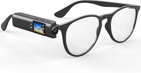 Fanisic Hands-Free POV Sports Camera for Glasses 2.7K HD, 110 Degree Wide Angle Mini Body Cam with Glasses, Wearable Cam WiFi APP Connection, First-Person View for Traveling Cycling Vlogging(Black) in Kuwait