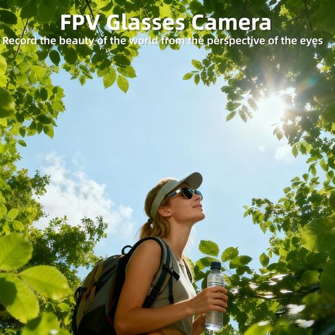 كاميرا رياضية POV بدون استخدام اليدين للنظارات بدقة 2.7K HD، وكاميرا صغيرة بزاوية عريضة 110 درجة مع نظارات، واتصال تطبيق واي فاي للكاميرا يمكن ارتداؤها، وكاميرا عرض الشخص الأول للسفر وركوب الدراجات (أسود) in Kuwait