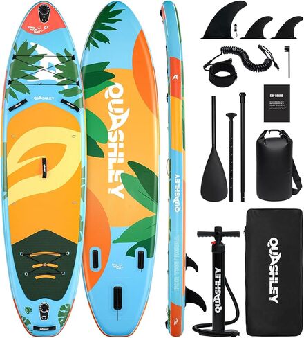 Quashley Inflatable Paddle Board Extra Wide Stand Up Paddleboards 11'×34" with All Premium Paddle Board Accessories,Inflatable SUP for Adults/Family,Beginner-Friendly,Removable Fin,Hand Pump in Saudi Arabia