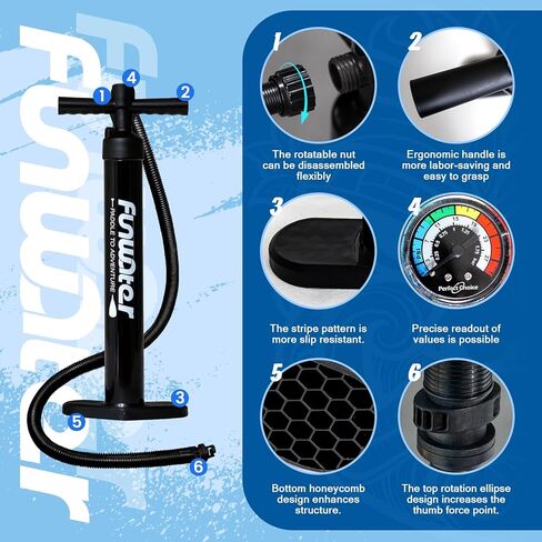 لوح التجديف القابل للنفخ من FunWater SUP مقاس 10'6×33×6" لوح تجديف قابل للنفخ خفيف للغاية مع ملحقات ISUP وزعانف ومجداف قابل للتعديل ومضخة وحقيبة ظهر in Saudi Arabia