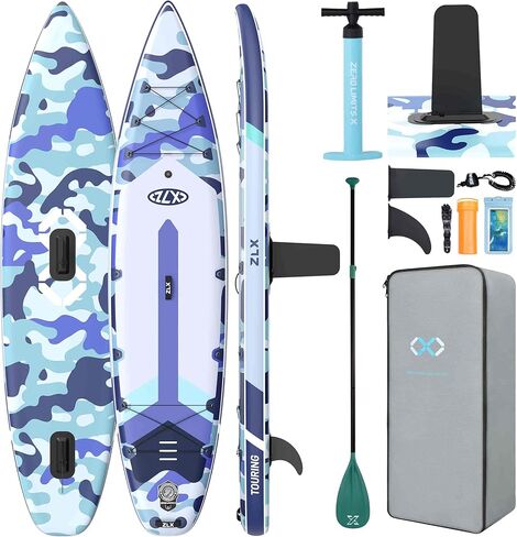 ZLX 11’6 Touring Inflatable Paddle Board | Extract Wide Fast-Tracking SUP for Long-Distance Touring | Stable Stand Up Paddle Board with Seat, Backpack & Accessories for Adults, All Skill Levels in Kuwait