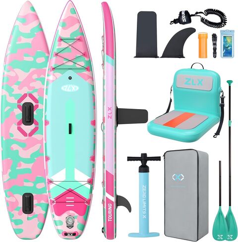 ZLX 11’6 Touring Inflatable Paddle Board | Extract Wide Fast-Tracking SUP for Long-Distance Touring | Stable Stand Up Paddle Board with Seat, Backpack & Accessories for Adults, All Skill Levels in Saudi Arabia