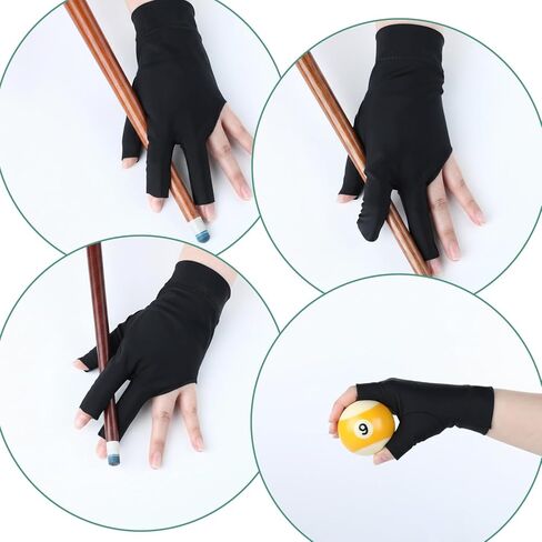 6 Pcs Pool Gloves Left Hand 3 Fingers Billiards Glove Breathable Nylon Sport Gloves for Women & Men Left and Right Hand in Saudi Arabia