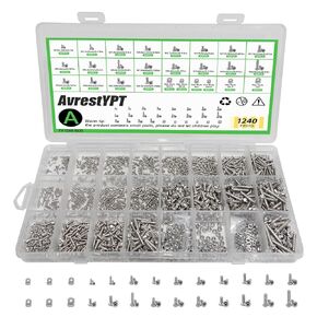 1240 قطعة 304 مجموعة من البراغي الدقيقة المصنوعة من الفولاذ المقاوم للصدأ، M1 M1.2 M1.4 M1.6 M1.7 M2 M2.5 M3، براغي رأس صغيرة فيليبس، مجموعة ملولبة بالكامل لاردوينو، نماذج RC، الإلكترونيات in Kuwait