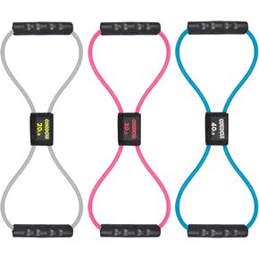 Figure 8 Resistance Bands with Handles for Women Men, Exercise Bands for Back, 8 Shaped Resistance Bands for Arms, Shoulder, Leg Stretching, Physical Therapy, Yoga, Pilates, Home Gym Workout Equipment in Kuwait