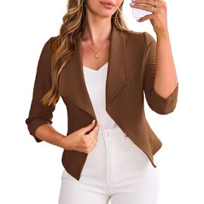 Cardydony Womens blazer blazer 3/4 Sleve Classic Lapel Open Front Work Jacket S-XL in Kuwait