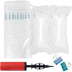 400 عبوة من وسائد الهواء لمستلزمات الشحن وحشو الفقاعات البديلة لتعبئة الفول السوداني بحجم 3.54 بوصة × 7.87 بوصة، مع مضخة هواء، ملصقات هشة، مناسبة للنقل الصغير in Kuwait