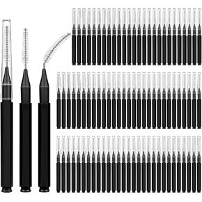 150 Pack Interdental Brushes for Braces, Plastic Dental Brushes Cleaner Between Teeth, Tooth Pick Tool Interdentales with Soft Spiral Brush Head - Efficient Oral Care, Black in Kuwait